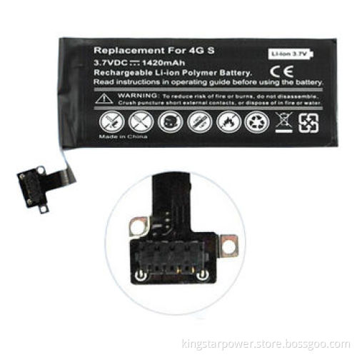Li-polymer Mobile Phone Battery for iPhone 4GS 4S 4s, APN 616-0579 616-0580 616-0582, 3.7V 5.3Whr